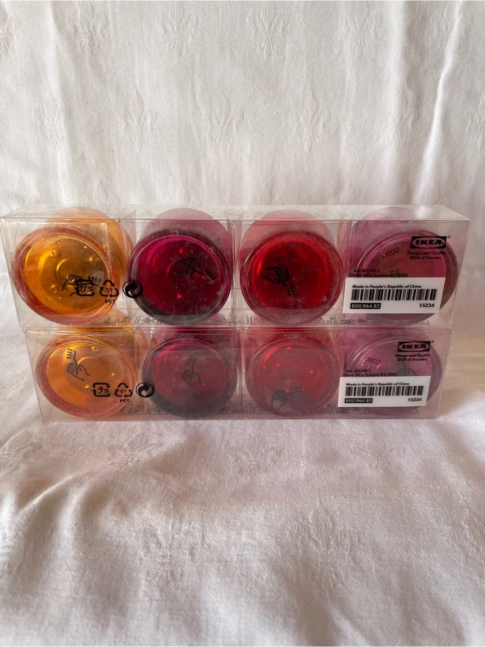 IKEA SKÄMT Pastel Tea Light Candles in Pink, Red and Orange - 8